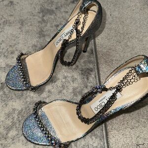 Jimmy Choo Glitter Chain Strap Heels